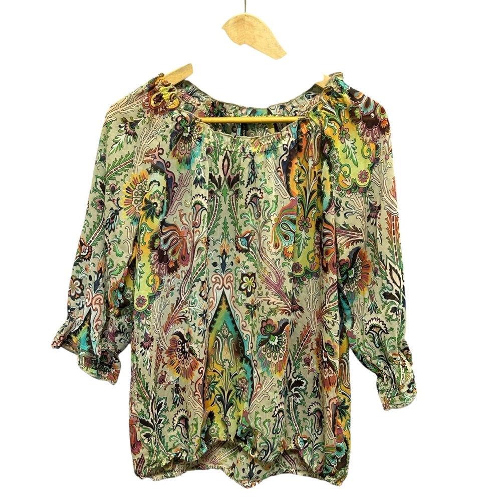 Soyaconcept Semi Sheer Multicolor Floral Blouson Top Size M